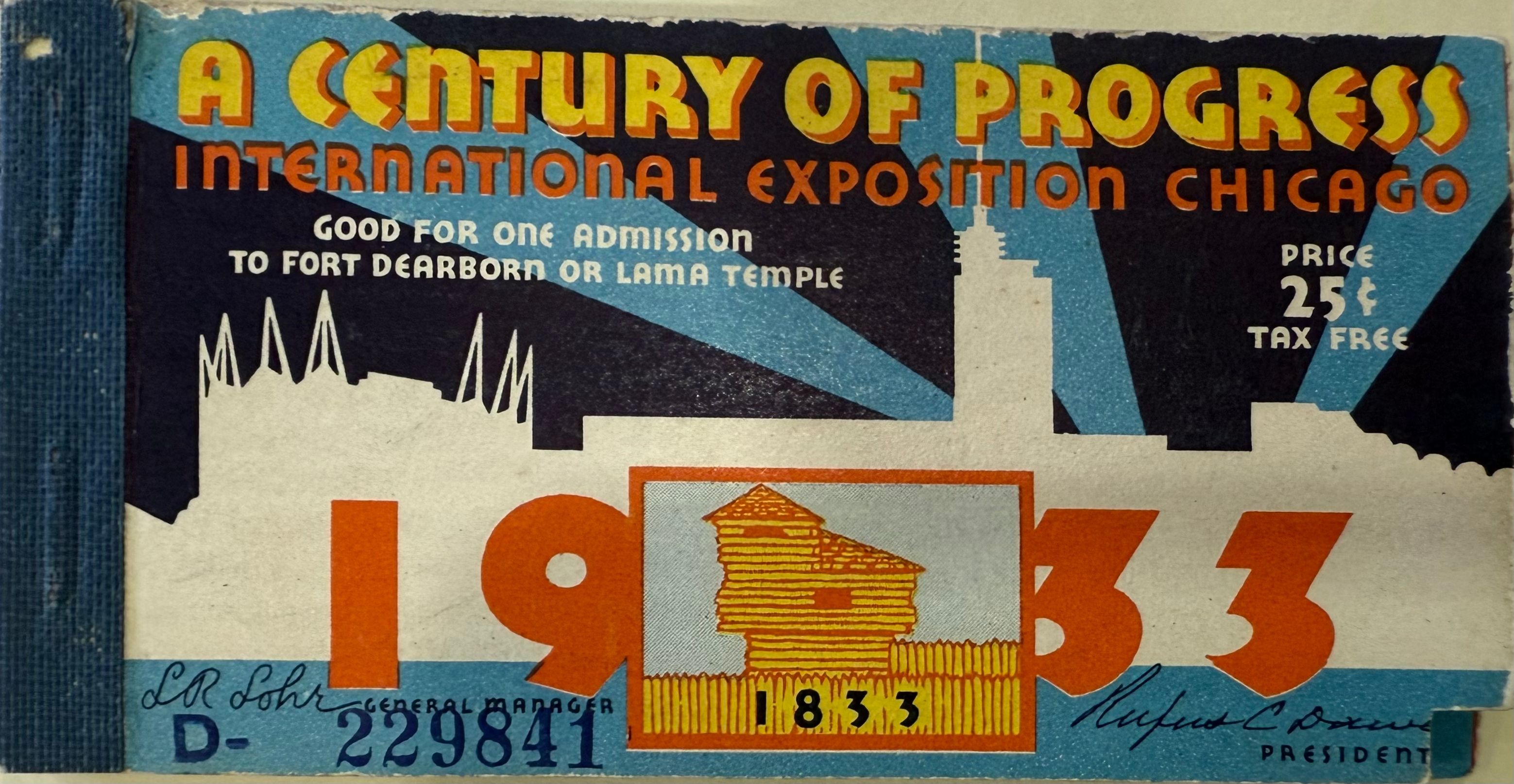 Chicago 1933 World's Fair ticket
